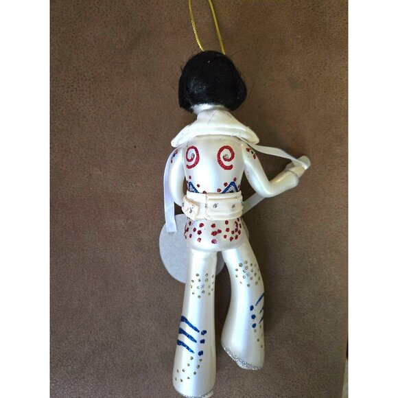 Vintage Elvis Presley Christmas Ornament White Jumpsuit w Guitar Blown Glass - Picture 4 of 4